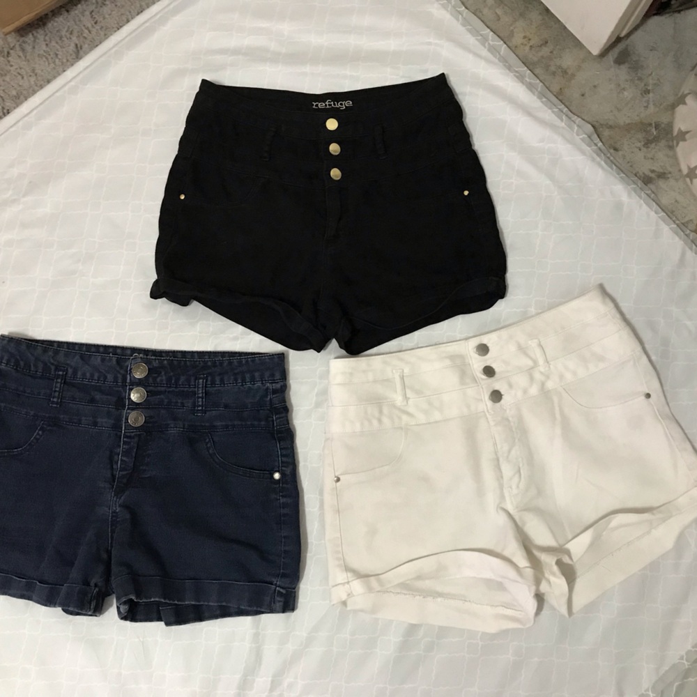 Refuge High Waist Women's Shorts - Black, Navy, and White